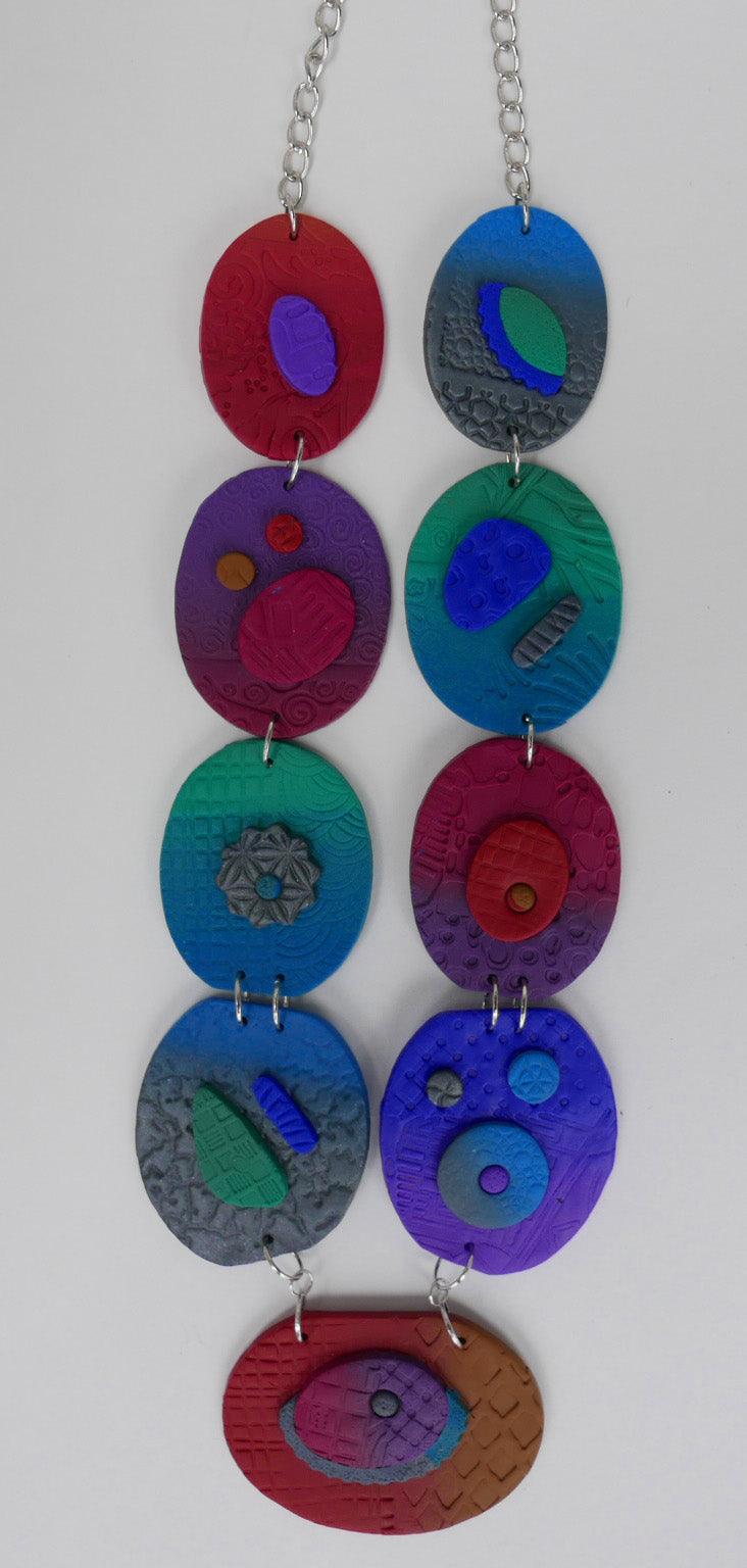 Necklace blue & purple oval shapes, lightweight