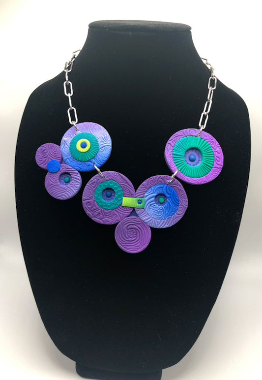 Circle Necklace, blends of purple and turquoise