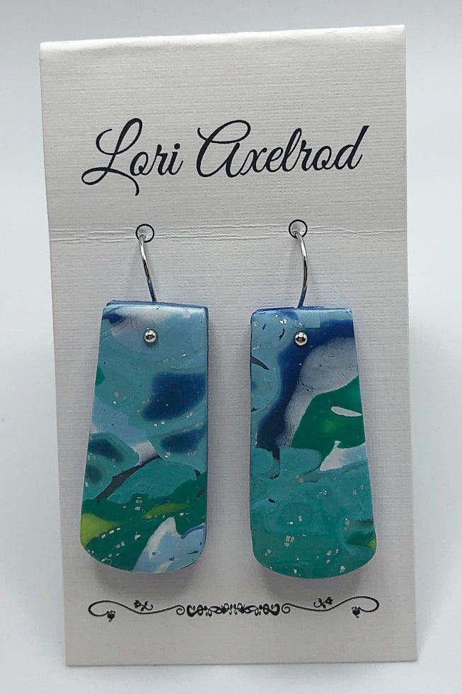 Beautiful blend of blue, lightweight earrings with a bit of bling