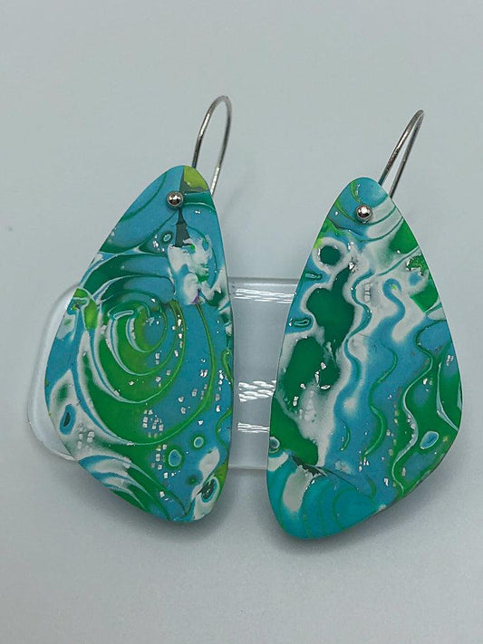 Aqua & wasabi earrings with a hint of bling 