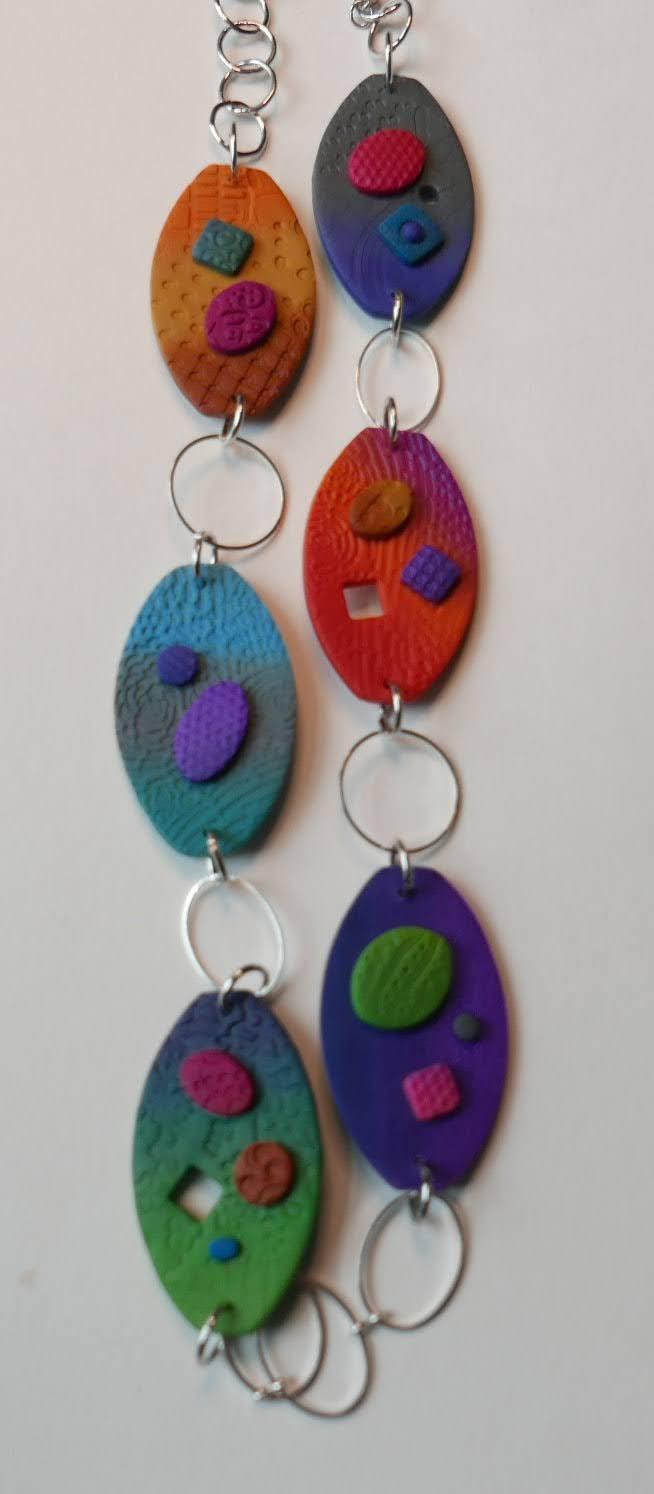 Fun shapes & colorful necklace, non-tarnish silver rings.  