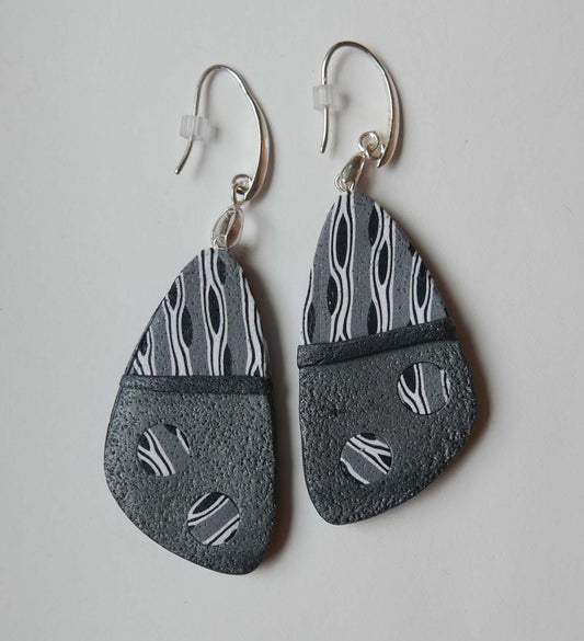 Earrings gray dot with inlay - The Art of Lori Axelrod