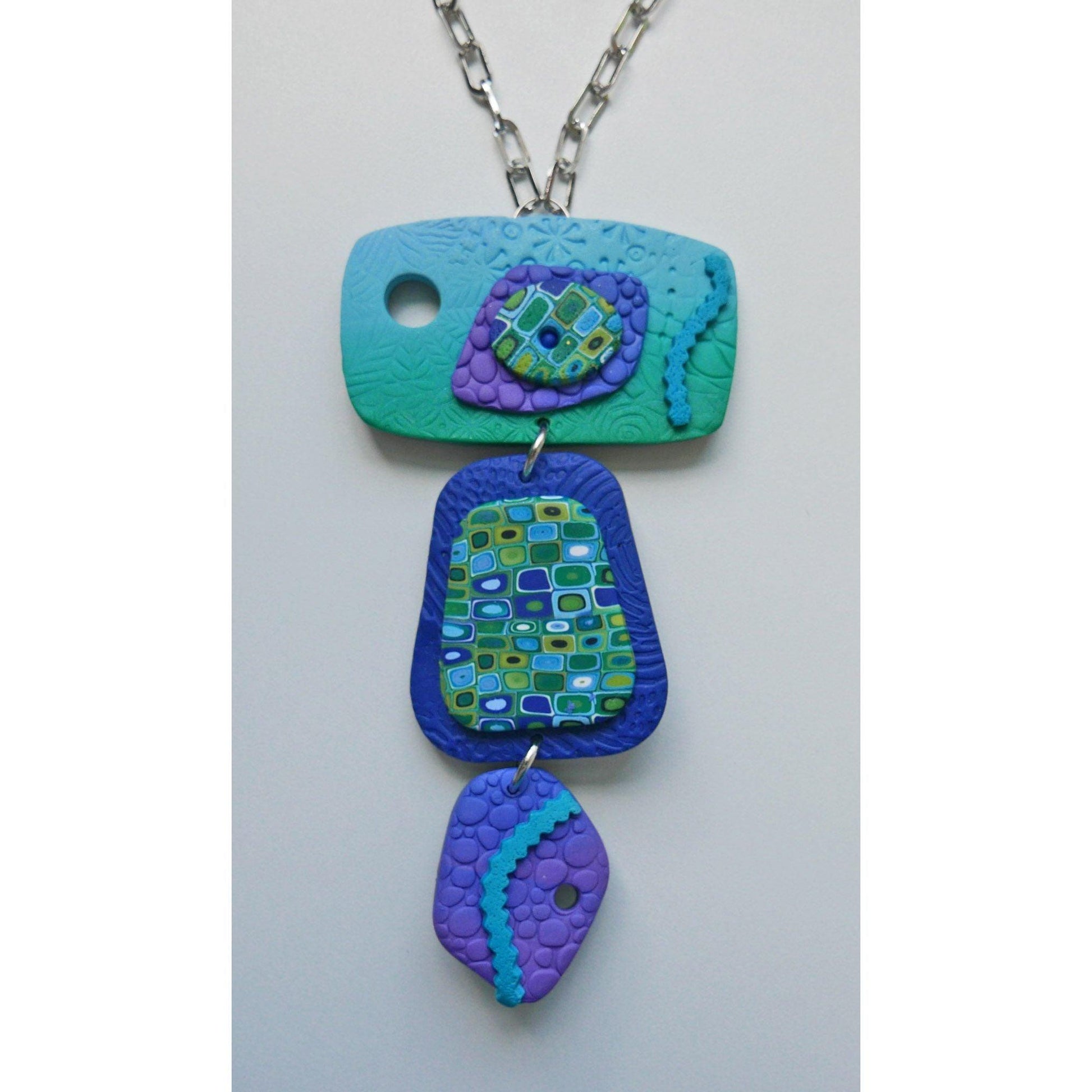 Mixed Medley Necklace - shades of blue green dot pattern - The Art of Lori Axelrod